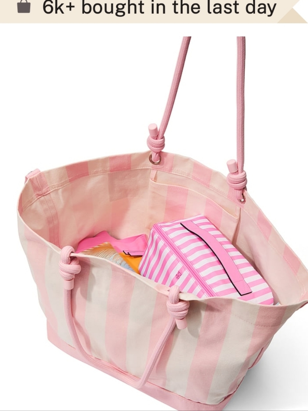 Victoria's Secret Heritage Stripe Rope Handle Tote Bag NEW SEALED MSRP $49.95 - Picture 6 of 14